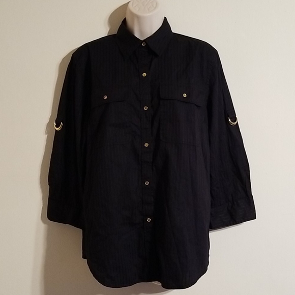 Lauren Ralph Lauren women's black with gold blouse - Picture 6 of 17